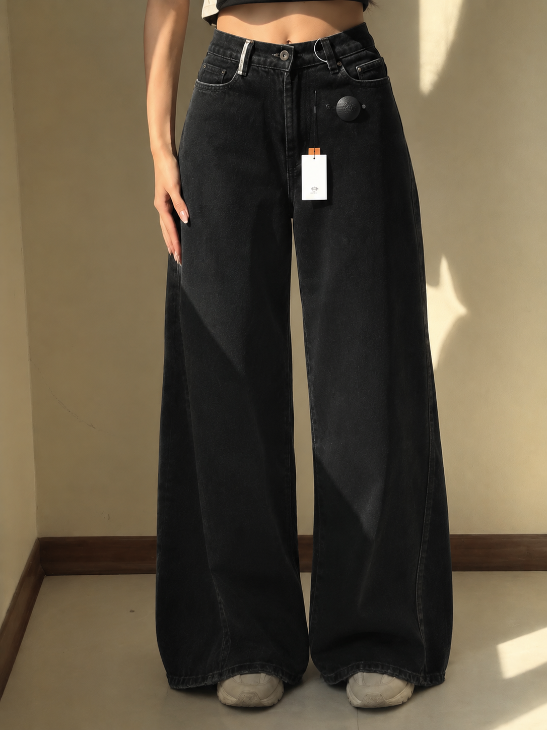 شلوار جین مشکی مدل سوپربگ سایز 29 کد 31790508